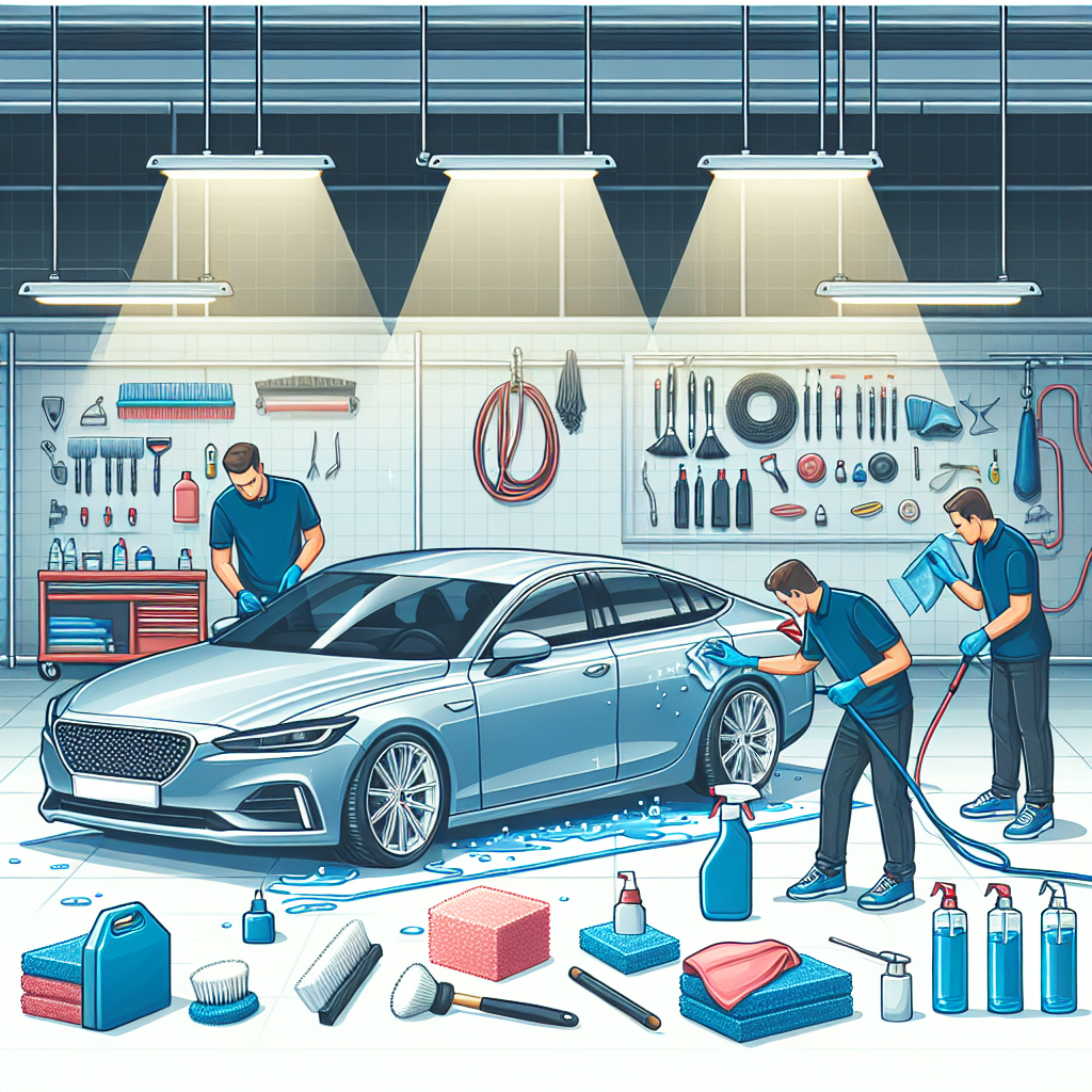 Realistic stock image of car detailing process