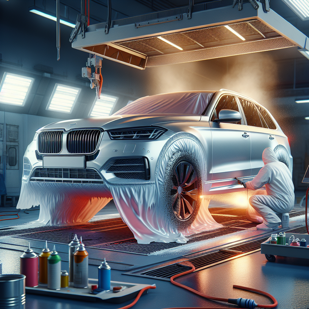 Realistic stock image of car being painted
